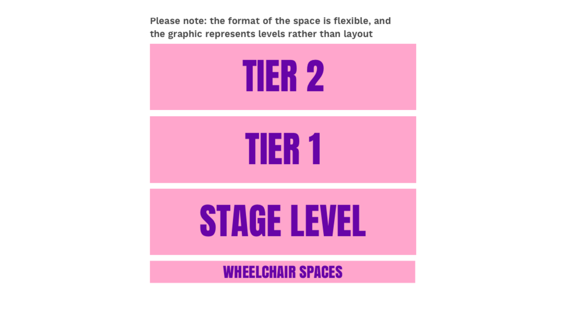 Example of the Studio seating plan with wheelchair spaces section